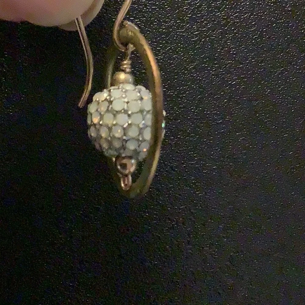 Elegant Gold and Crystals on a sphere Earrings - Picture 2 of 2